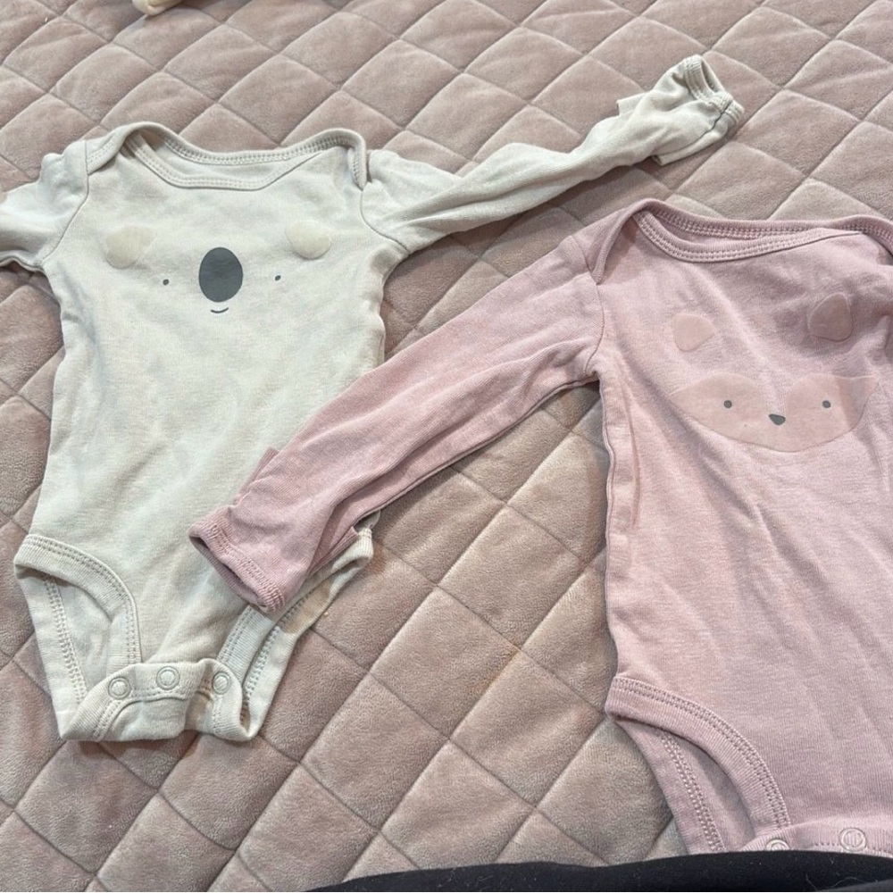 Adorable Cream and Pink Animal Print Kids One Pieces